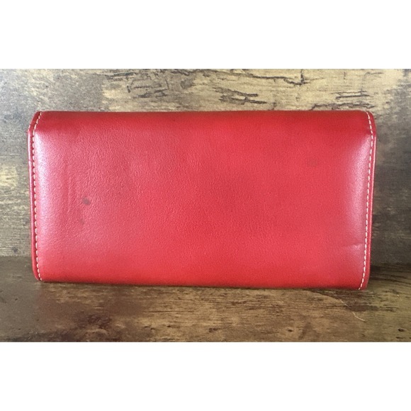 Rare Michael Kors Red Multi Pocket Clamp Close Wristlet Wallet Fast Shipping - Picture 4 of 13